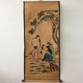 仿古中堂字画中堂画国画客厅挂画山水画陈少梅五老图装裱装饰画