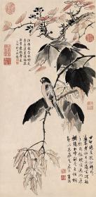 明 蓝瑛 秋色梧桐图 65X32cm 纸本 国画宣纸绢布艺术微喷画芯 名画复制 原作版画