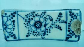 耀州陈炉窑上世纪50年代初期；青花文字、喜鹊登梅、兰花花卉--老瓷枕（带款）