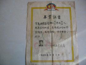 1958年湖北省武汉江汉毕业证