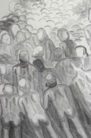 著名旅美画家、书法家、篆刻家 王立鹏  水墨画作品“人潮”一幅（纸本软片，约9平尺）HXTX111447