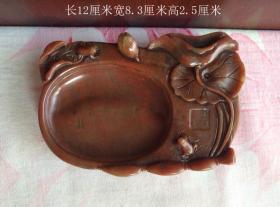 雕荷叶蛙玉砚台8175