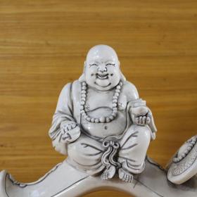 明 德化窑白釉如意哈哈罗汉佛像 古董古玩瓷器 旧货吉祥摆件