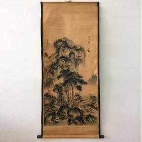 仿古字画 中堂画国画 风景山水画王原祁山水画古玩收藏家居装饰画