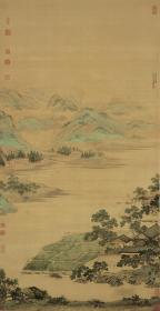 明 仇英 莲溪渔隐图 126.5×66.3cm 绢本 国画宣纸绢布艺术微喷画芯 名画复制 原作版画