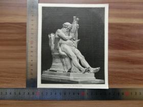 【现货 包邮】1890年小幅木刻版画《约瑟夫·波纳最后的爱》（josef pona die letzte liebe）尺寸如图所示（货号400170）
