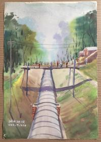 1983年水粉纯手绘 手稿 —城市建设 —正反两面均有画作