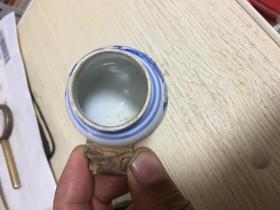 青花 人物  鸟食罐