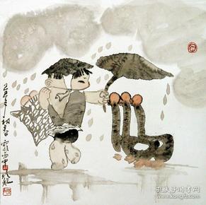 著名画家梁培龙画作--霏雨中