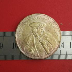 A279旧铜弗朗茨出租车勋章1459-1517雄狮皇冠铜牌铜章币铜币珍藏