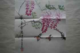 紫气东来  花鸟斗方