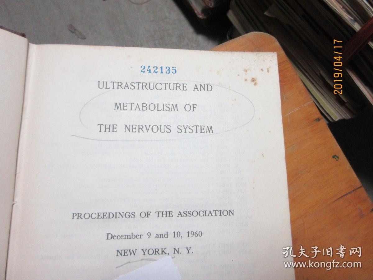 ULTRASTRUCTURE AND METABOLISM OF THE NERVOUS SYSTEM 精 5370