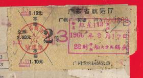 1966年【江门荷塘车票】。品如图。