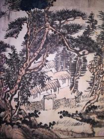 自藏陕西近代著名书法家何连三隐居图一幅，(为其作山水孤品、仅见品)