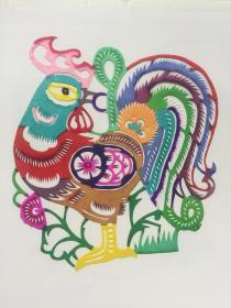 5新上老手工艺人手工着色彩色剪纸，大公鸡，漂亮