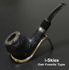 i-Skies Oak Fossils Type 弯式雕刻烟斗 金属防烧斗口 9mm