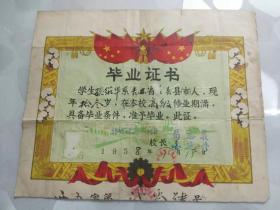 毕业证书1958年  品见图