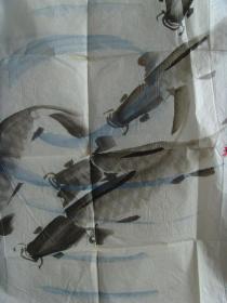 张景刚：画：鱼（岂畏风浪劲 能游万里江）（原惠民地区水利局副局长，滨州市老年书画研究会副会长，中国国画家协会会员，中国书画社山东分社社员，山东省美术家协会会员，山东省美术家协会会员，滨州画院画师。作品花鸟画曾参加省、地级及国家水利系统展览20余次，获奖12次，并多次在《中国书画函授报》、《滨州日报》、《滨州电视报》等报刊发表。）（带简介）