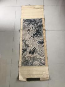 福建书画名家罗丹，立轴画作一幅，保真