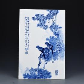民国竹溪道人王步青花花鸟瓷板10 古玩古董古瓷器
