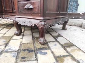 清末民初大户人家老红木（大红酸枝）九抽镜台，老虎腿，面板三抛面，包浆醇厚，品相一流，包老包真，难得一见的精品，喜欢的联系运费自理