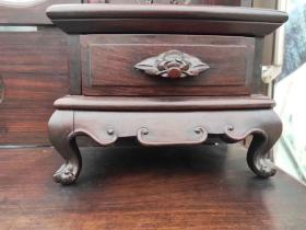 清末民初大户人家老红木（大红酸枝）九抽镜台，老虎腿，面板三抛面，包浆醇厚，品相一流，包老包真，难得一见的精品，喜欢的联系运费自理