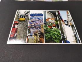 原版风景明信片 葡萄牙里斯本《街景与猫》七寸小一点