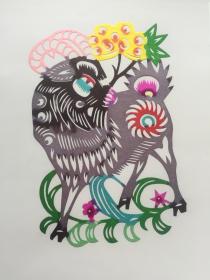 5新上老手工艺人手工着色彩色剪纸，羊，漂亮