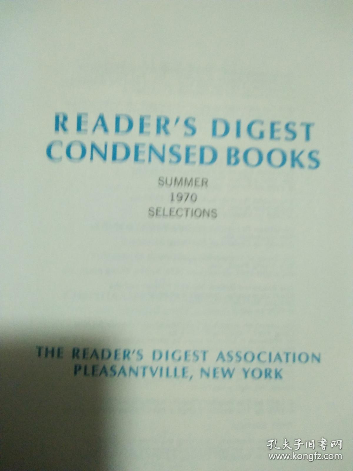 READER'S DIGEST CONDENSED BOOKS（1970年第3卷）包括5篇作品