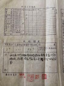 行员工考勤表 1968年  一张行员工考绩表