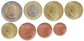 梵蒂冈 2014年 教皇本笃十六世头像 8枚硬币 官方卡装币