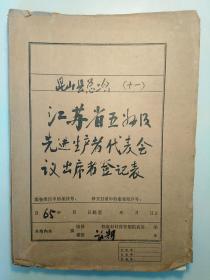 昆山县总工会江苏省五好及先进生产者代表会议出席者登记表（65年）