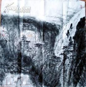 SH·B·600·全国美展获奖大户鲁美教授国画系主任韩敬伟山水斗方真迹