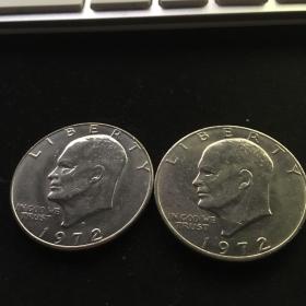 1972-P&D丹佛费城铸造一套两枚艾森豪威尔一美元EISENHOWER DOLLAR COIN轻微流通币