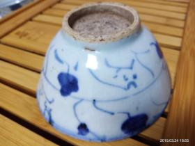 清代青花灵芝小碗