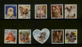 日本信销邮票 2016 身边的小动物 第2集 宠物猫 10全 C2259