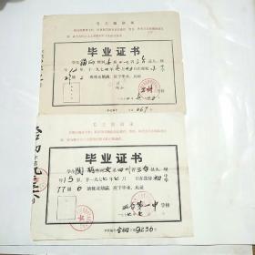 **语录毕业证: 1974年三台县城关镇反修学校 小学毕业证+1977年三台第一中 中学毕业证（同1人2证书合售）