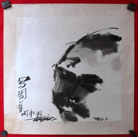 2-1520，【罗周菲】写意人物画，镜心，画心尺寸约26.5*26.5厘米