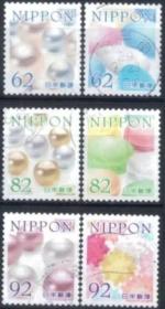 日本信销邮票 2017年 G163-165 快乐祝福  珍珠 6枚全 信销