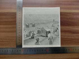 【现货 包邮】1890年小幅木刻版画《在海滩上》（am strande）尺寸如图所示（货号400171）