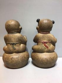 青石，摆件 石雕 石器 案头摆件 金童玉女一对，形象可爱可亲，吉祥如意，送财送福 运费到付