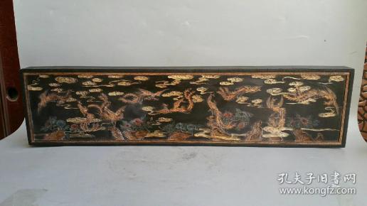 乡下收来的老墨 大型【描金彩墨 九龙九凤】长54.7公分 很重