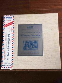 60年代日本引起*德国首版*麻面精装*黑胶唱片3张lp名家名演：德国指挥家卡尔·李希特《巴赫《圣诞节清唱剧》》私藏品佳如图