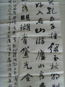 张贵民：书法：李白 《庐山谣寄卢侍御虚舟》
我本楚狂人，凤歌笑孔丘。 
手持绿玉杖，朝别黄鹤楼。 
五岳寻仙不辞远，一生好入名山游。 
庐山秀出南斗傍，屏风九叠云锦张。 
影落明湖青黛光，金阙前开二峰长，银河倒挂三石梁。 
香炉瀑布遥相望，回崖沓嶂凌苍苍。 
翠影红霞映朝日，鸟飞不到吴天长。