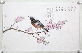 著名画家赵少俨作品【桃花小鸟】