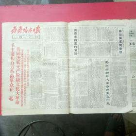 齐齐哈尔日报。1966年8月19日，毛主席和百万革命群众在一起，共同庆祝无产阶级。