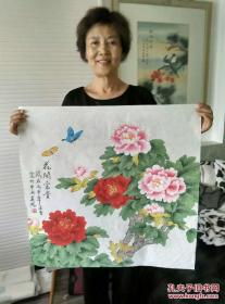 中央美院凌雪老师作品《花开富贵》名家工笔(宫庭)画是收藏和馈赠亲友之首选礼品[未裱66㎝x66㎝]