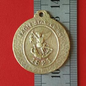 A481旧铜法国老鹰之星天使与人争珠图1821铜牌铜章挂件吊坠珍收藏