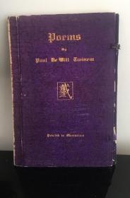 【签名本】《戴籁三诗存》（Poems by Paul De Witt Twinem），金陵大学教授，白纸线装一册，1929年初版线装，戴籁三夫人戴费马利签赠，其在南京大屠杀中全力营救中国难民