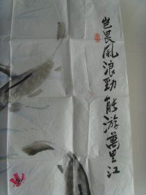 张景刚：画：鱼（岂畏风浪劲 能游万里江）（原惠民地区水利局副局长，滨州市老年书画研究会副会长，中国国画家协会会员，中国书画社山东分社社员，山东省美术家协会会员，山东省美术家协会会员，滨州画院画师。作品花鸟画曾参加省、地级及国家水利系统展览20余次，获奖12次，并多次在《中国书画函授报》、《滨州日报》、《滨州电视报》等报刊发表。）（带简介）